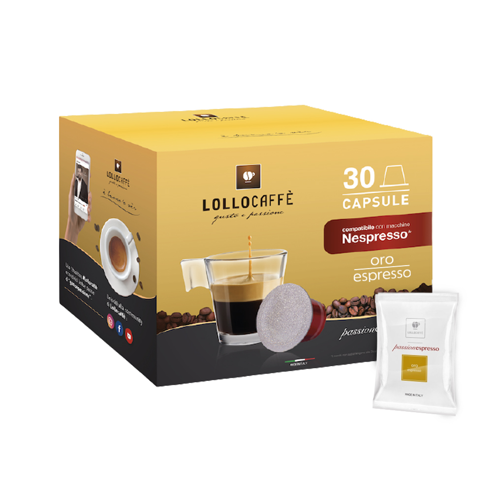 Кофе в капсулах для Nespresso Original Арабика и Робуста Lollo Oro Espresso 30 штук в упаковке