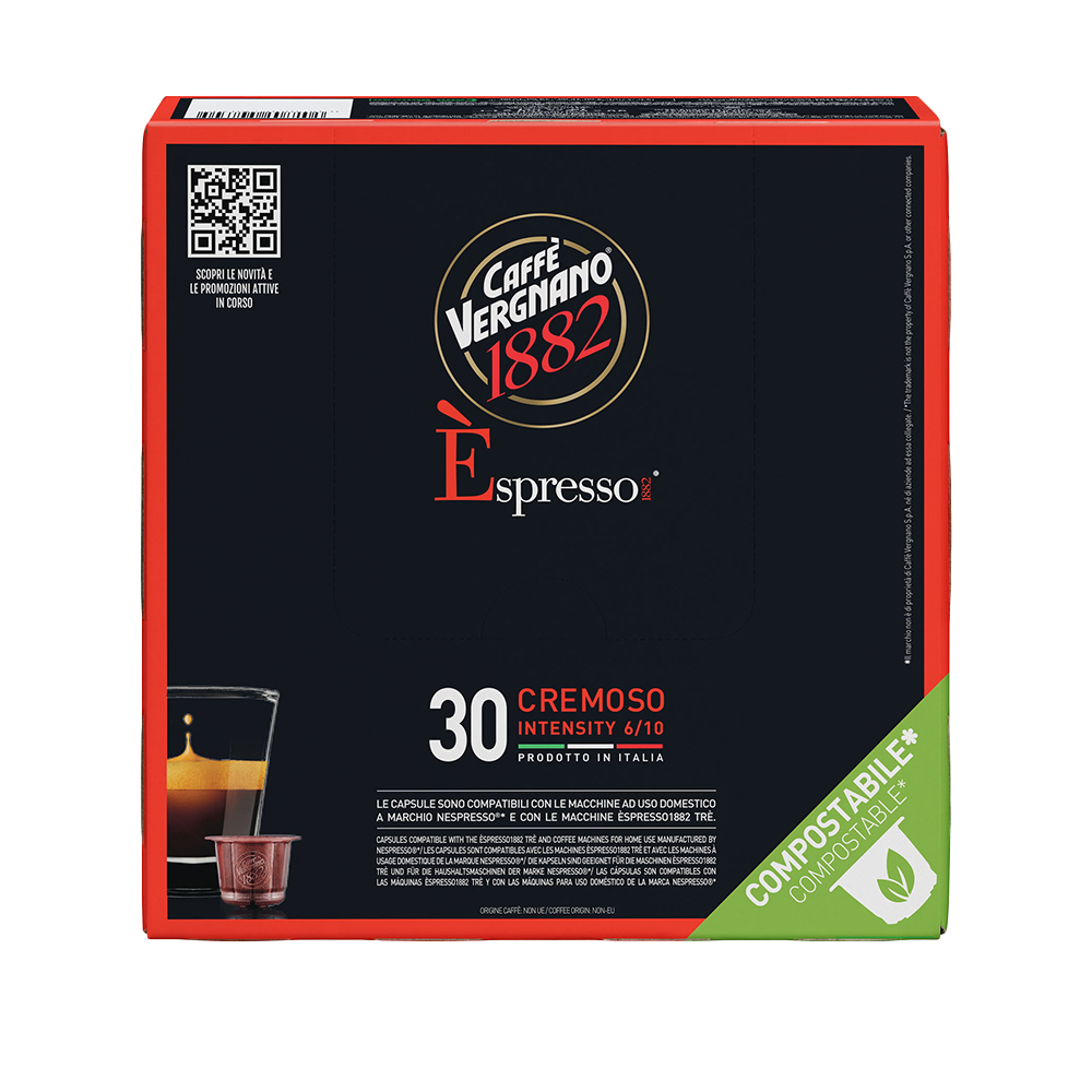 Кофе в капсулах для Nespresso Original Арабика и Робуста Vergnano Cremoso 30 штук в упаковке
