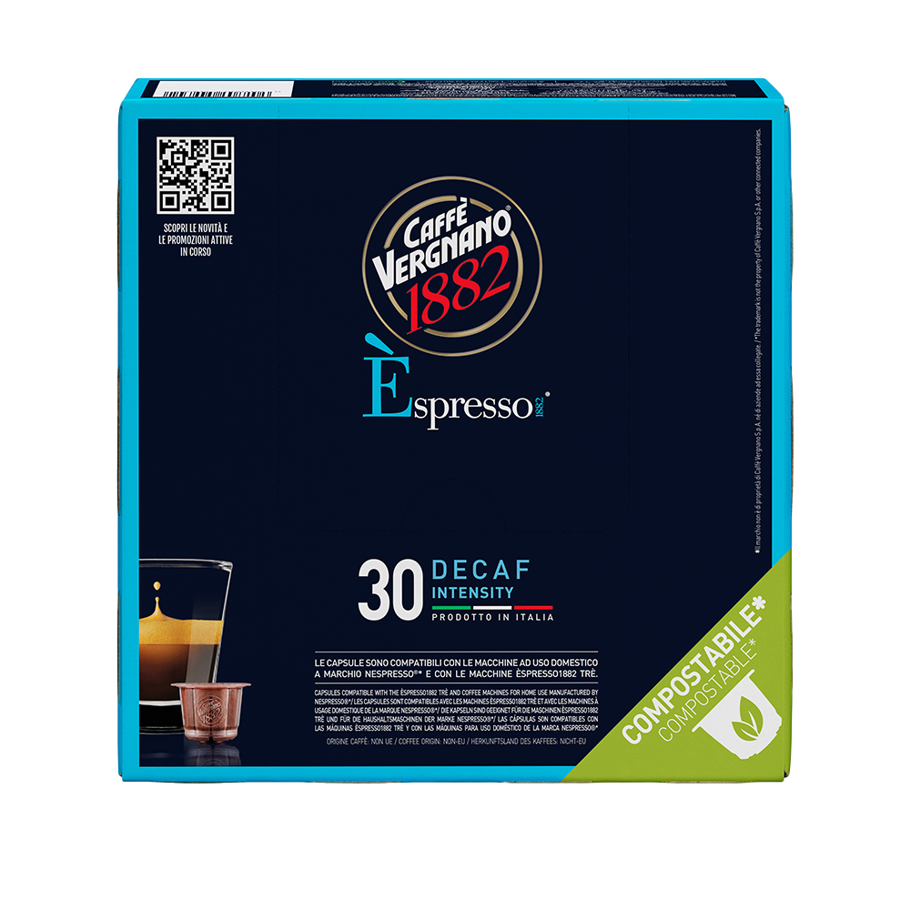 Кофе в капсулах для Nespresso Original Арабика и Робуста Vergnano Decaffeinato 30 штук в упаковке