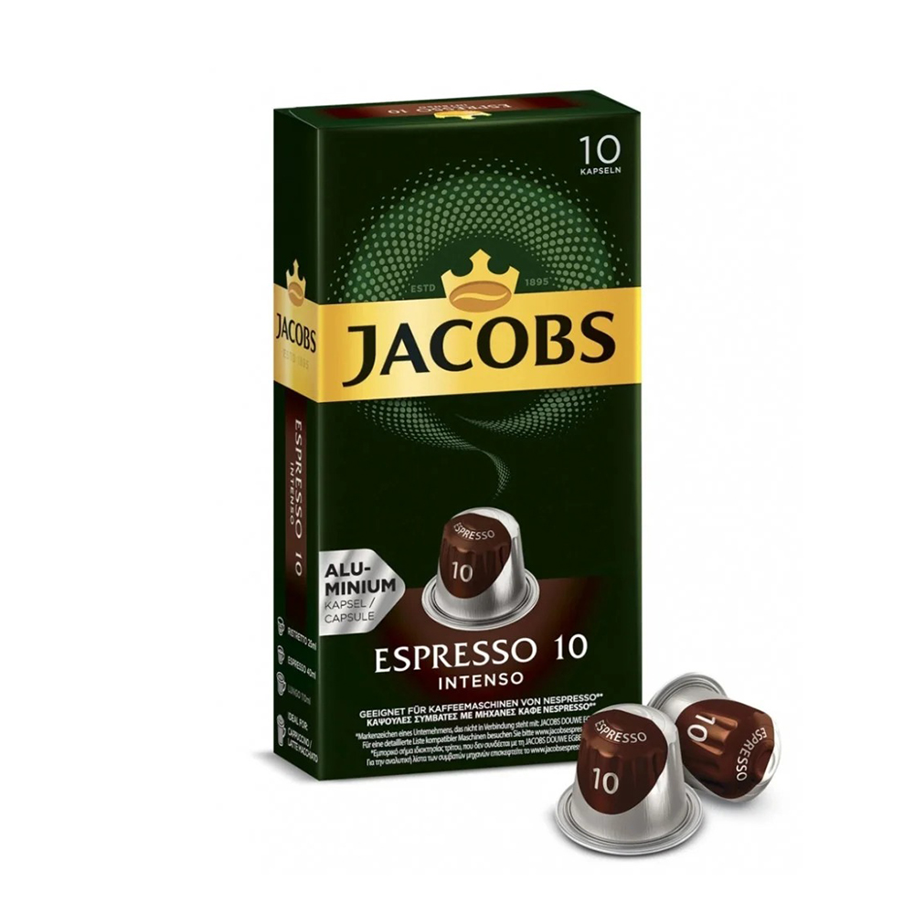 Кофе в капсулах для Nespresso Original Арабика и Робуста Jacobs Espresso Intenso 10 штук в упаковке