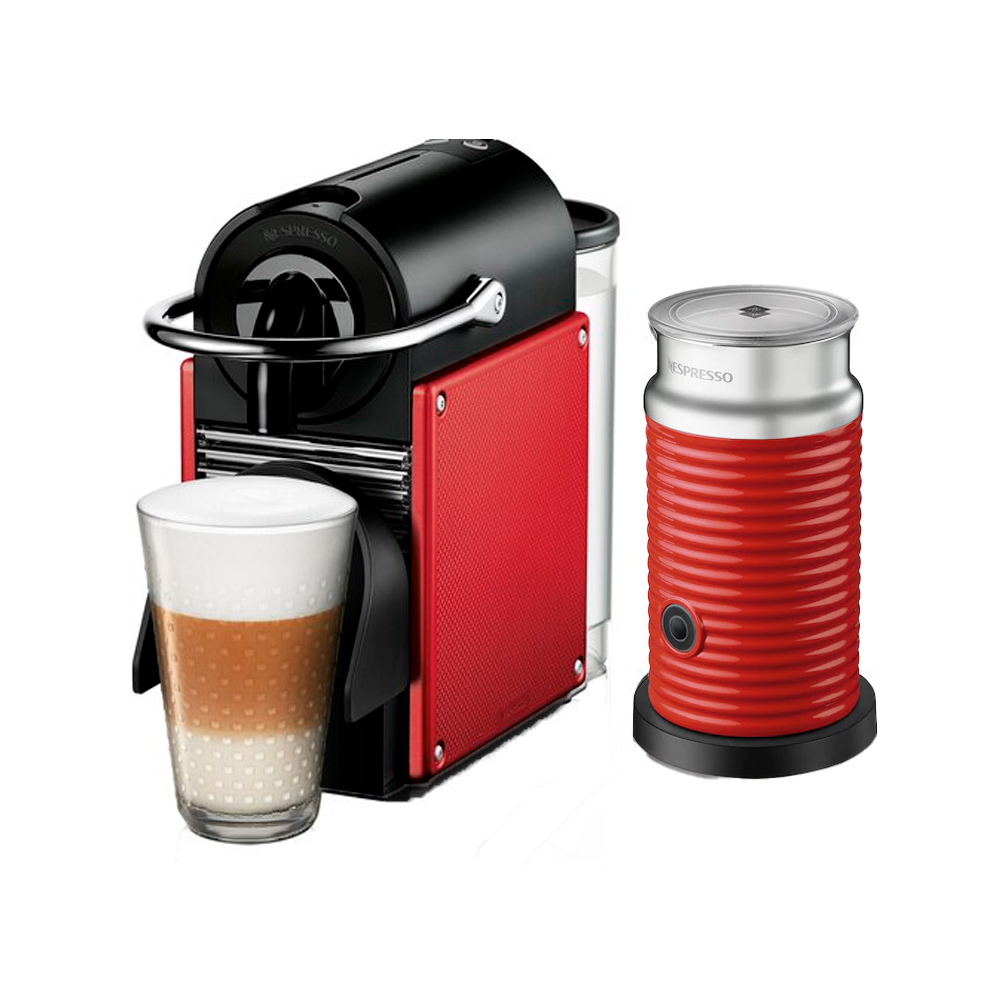 Капсульная Кофемашина Delonghi Nespresso Pixie Сarmine & Aeroccino 3 Red EN124R