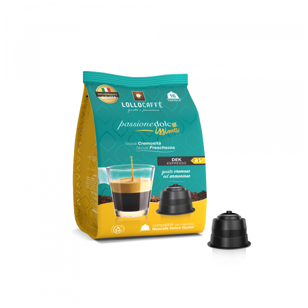 Кофе в капсулах для Dolce Gusto Арабика и Робуста Lollo Dek Espresso 16 штук в упаковке