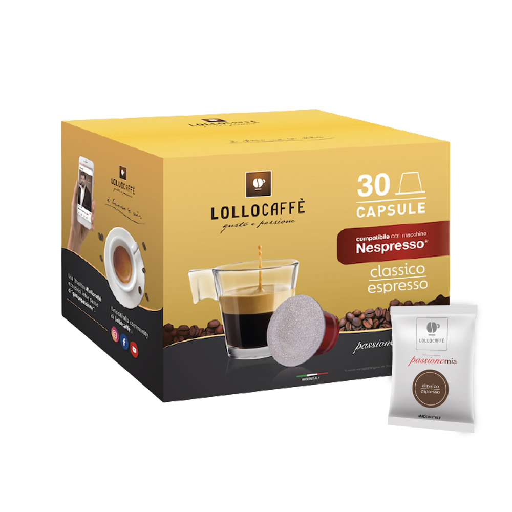 Кофе в капсулах для Nespresso Original Арабика и Робуста Lollo Classico Espresso 30 штук в упаковке