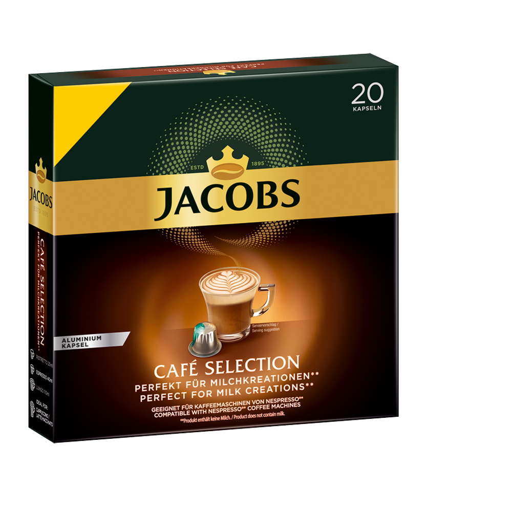 Кофе в капсулах для Nespresso Original Арабика и Робуста Jacobs Cafe Selection 20 штук в упаковке