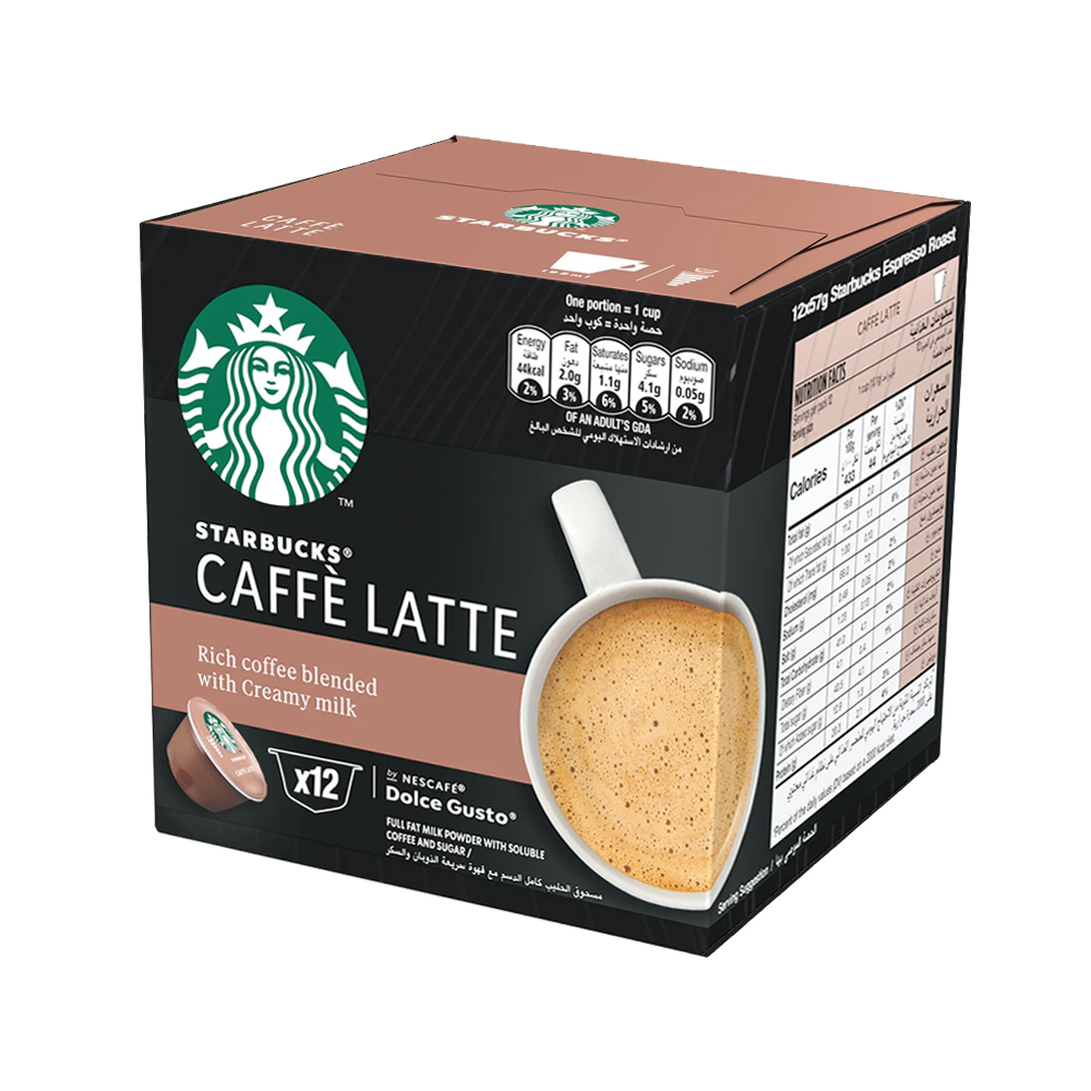 Кофе в капсулах для Dolce Gusto Арабика Starbucks Caffe Latte 12 штук в упаковке