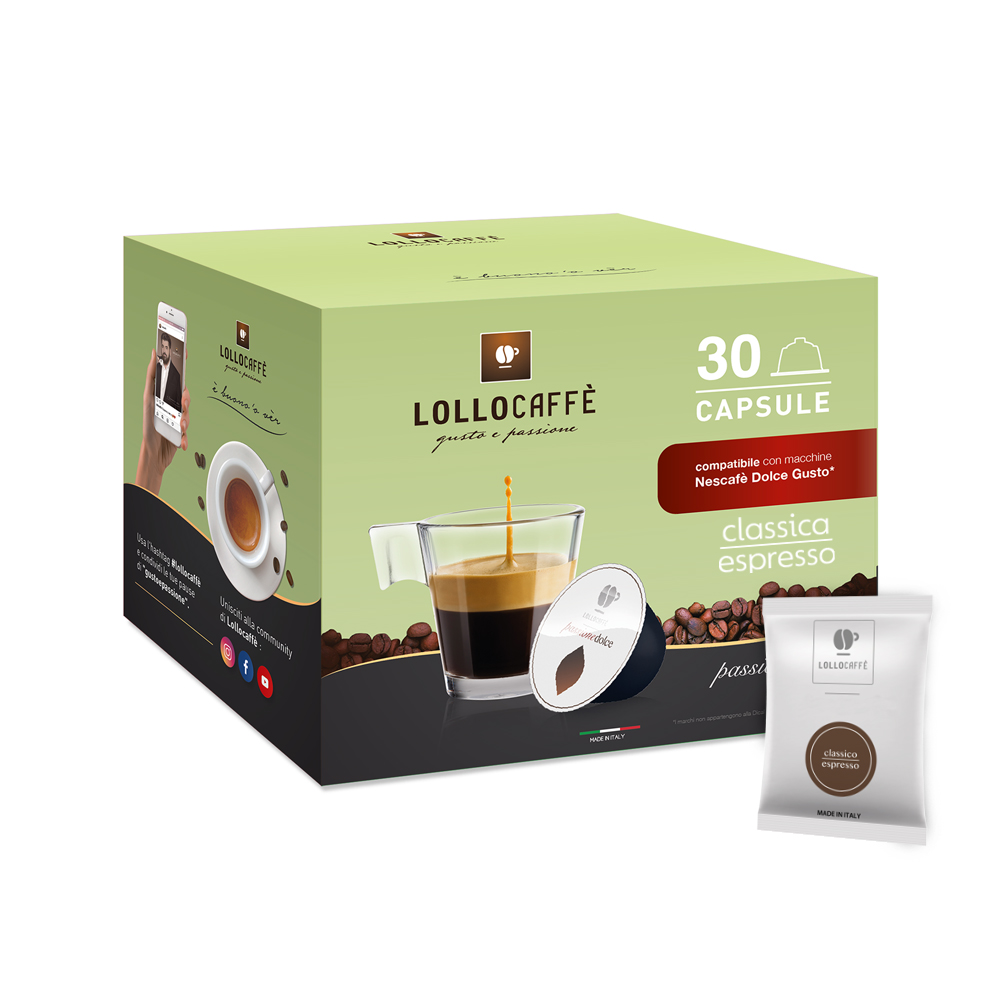 Кофе в капсулах для Dolce Gusto Арабика и Робуста Lollo Classico Espresso 30 штук в упаковке