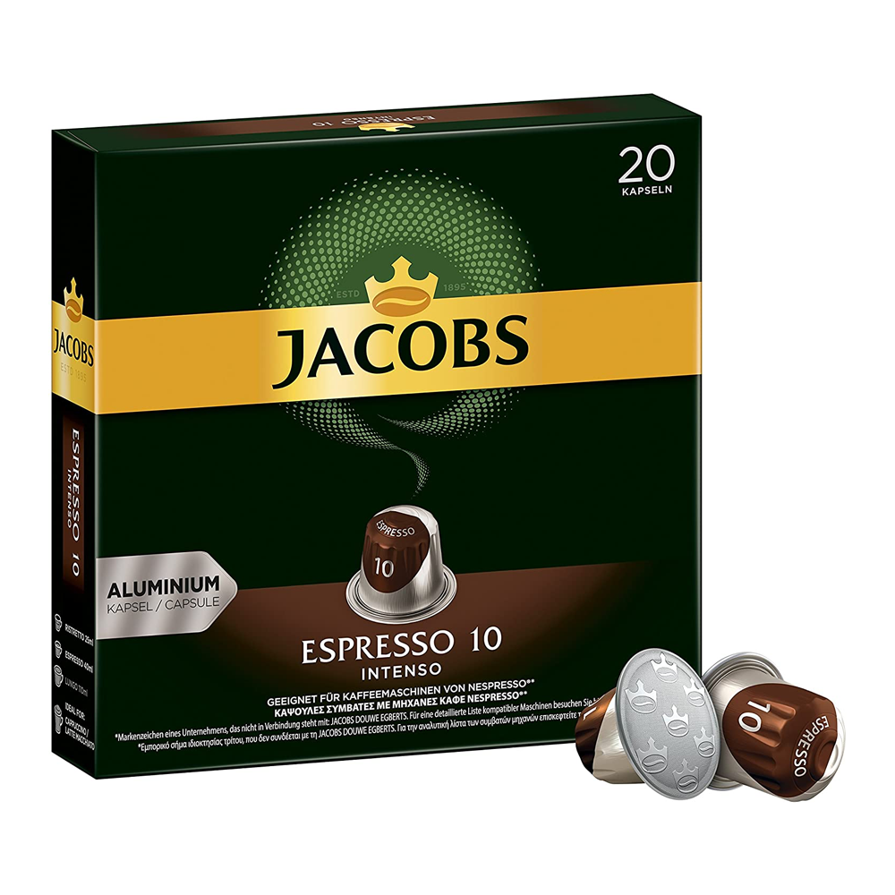 Кофе в капсулах для Nespresso Original Арабика и Робуста Jacobs Espresso Intenso 20 штук в упаковке