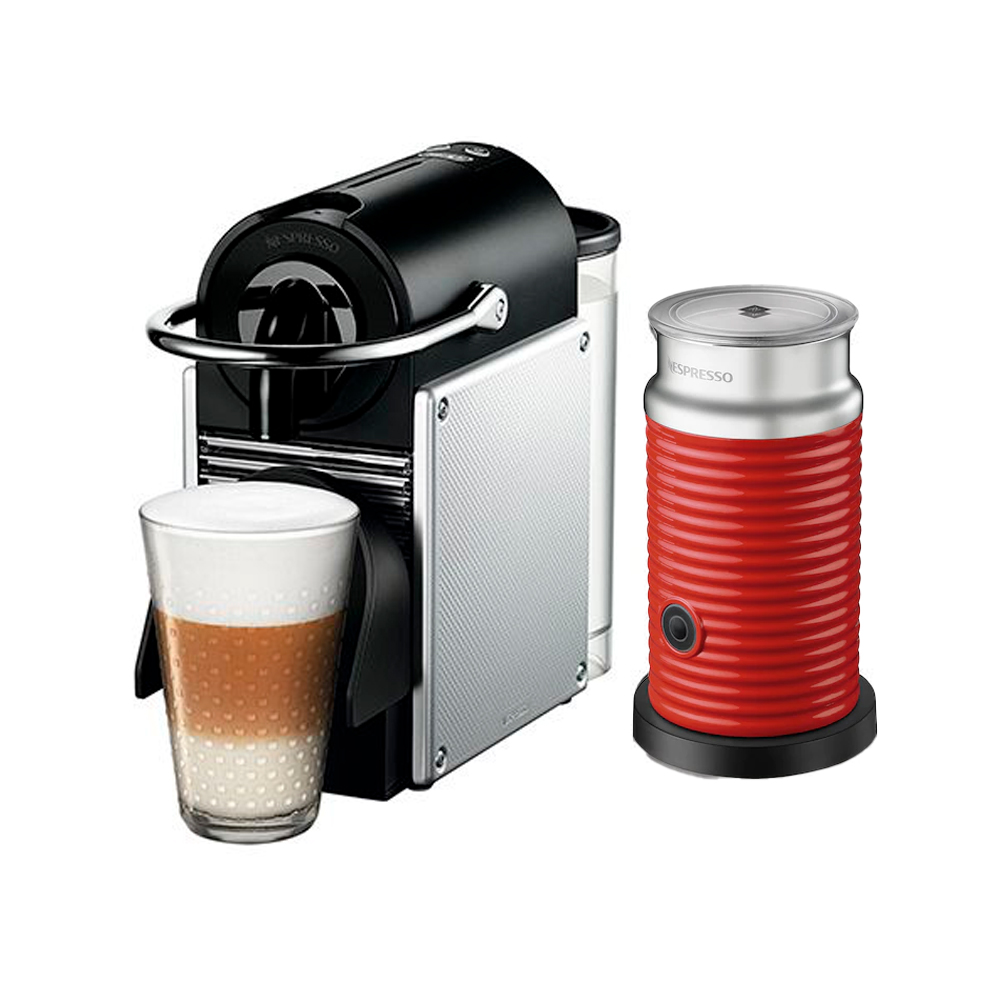 Капсульная Кофемашина Delonghi Nespresso Pixie Aliminium & Aeroccino 3 Red EN124S