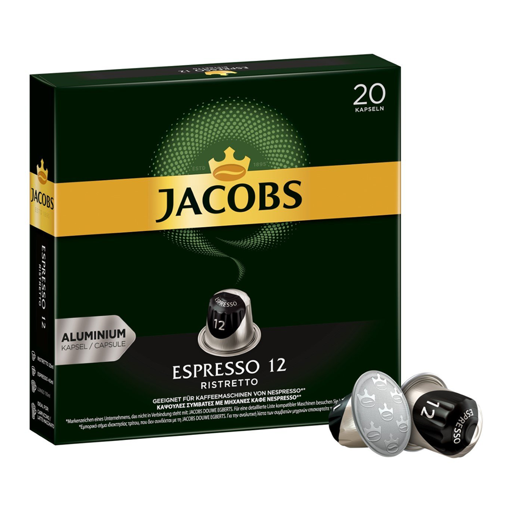 Кофе в капсулах для Nespresso Original Арабика и Робуста Jacobs Espresso Ristretto 20 штук в упаковке