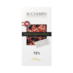 Клюква Клубника Фисташки • 100 г • Bucheron • Шоколад темный