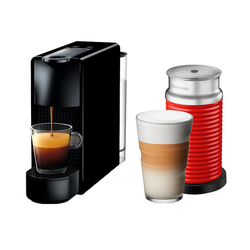 Essenza Mini Piano Black & Aeroccino 3 Red • Nespresso Original