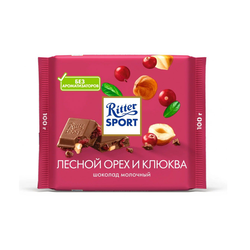 Лесной орех и Клюква • 100 г • Ritter Sport • Шоколад молочный