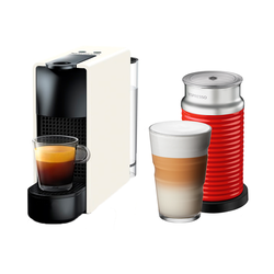 Essenza Mini Pure White & Aeroccino 3 Red • Nespresso Original